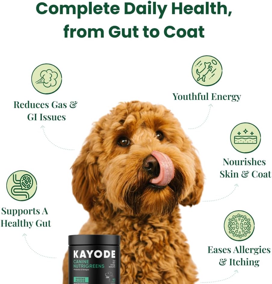 Canine NutriGreens - Natural Dog Vitamins & Probiotics for Dogs. No Messy Powder. Includes