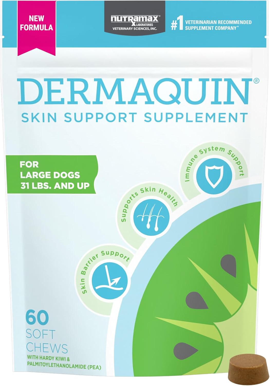 Nutramax Dermaquin Skin Support Supplement for Large Dogs, Supports Healthy Response to Allergens
