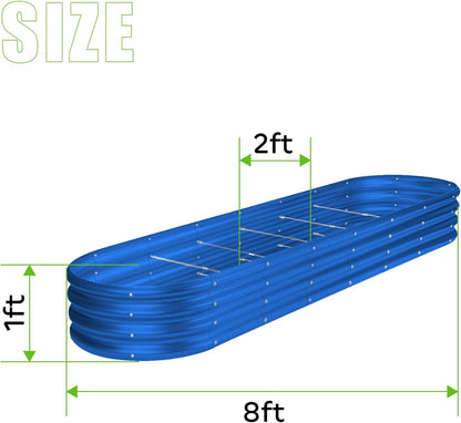 Land Guard 8×2×1ft Galvanized Raised Garden Bed Kit, 108 Gallon Capacity Raised Garden Boxes