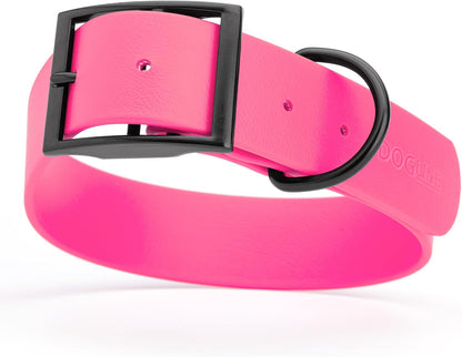 Dogline Biothane Waterproof Dog Collar Strong Coated Nylon Webbing with Black Hardware Odor- Proof