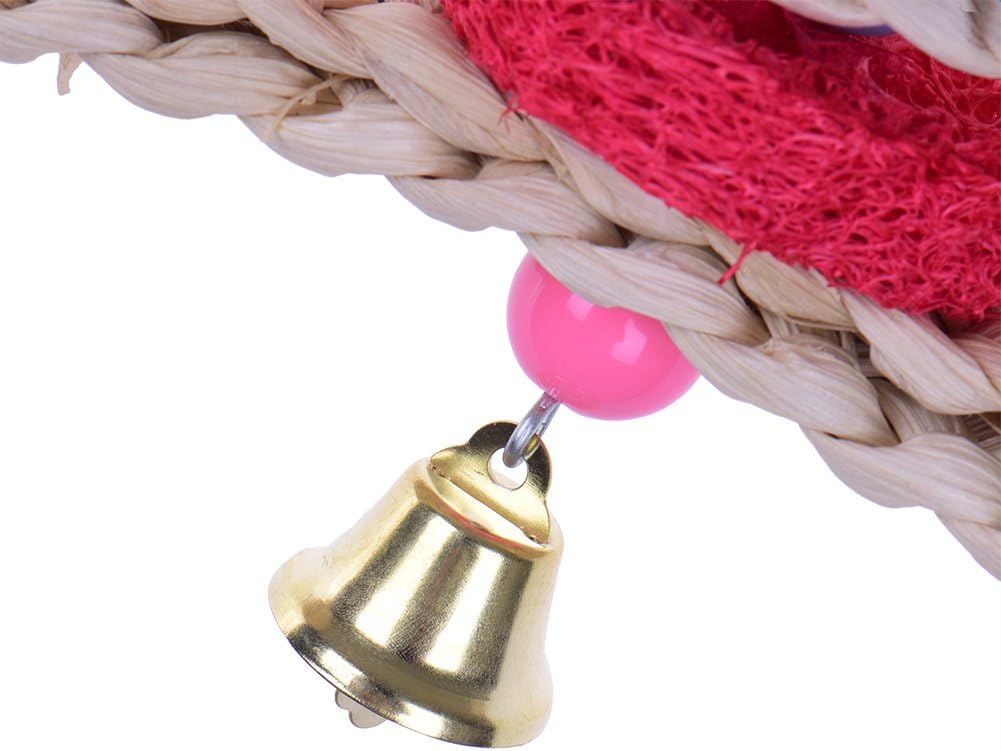 Hypeety Pet Bird Parrot Swing Chewing Toy Natural Sepa Takraw with Happy Twist Colorful Bead Swing