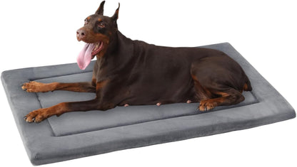 KHONSU PET Dog Bed Mat for Crate 1.1in Slim Cooling Pad Reversible Flannel & Waterproof Canva for