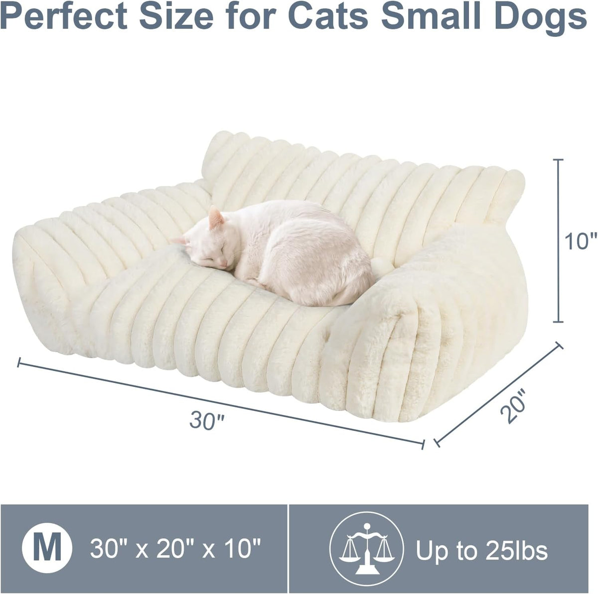Cute Cat Couch Bed for Indoor Cats, Fluffy Pet Cat Sofa with Premium Soft Corduroy Fleece, Cute