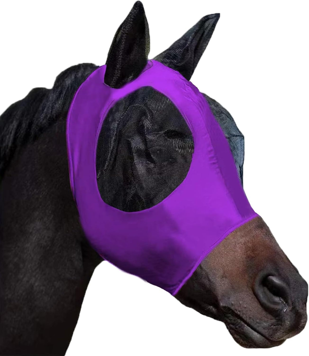 Horse Fly Mask with Ears, Comfortable Fit Stretch Fabric with UV Protection Soft on Skin
