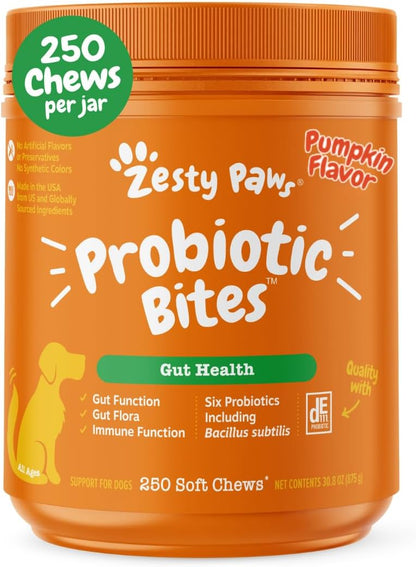 Zesty Paws Probiotics for Dogs, Digestive Enzymes Gut Flora, Digestive Health, Diarrhea & Bowel