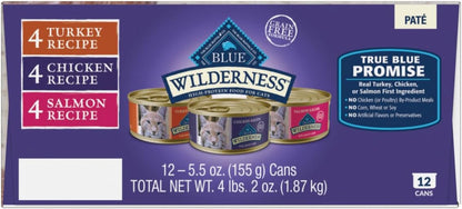 Blue Buffalo Wilderness High Protein, Natural Adult Pate Wet Cat Food Variety Pack, Chicken