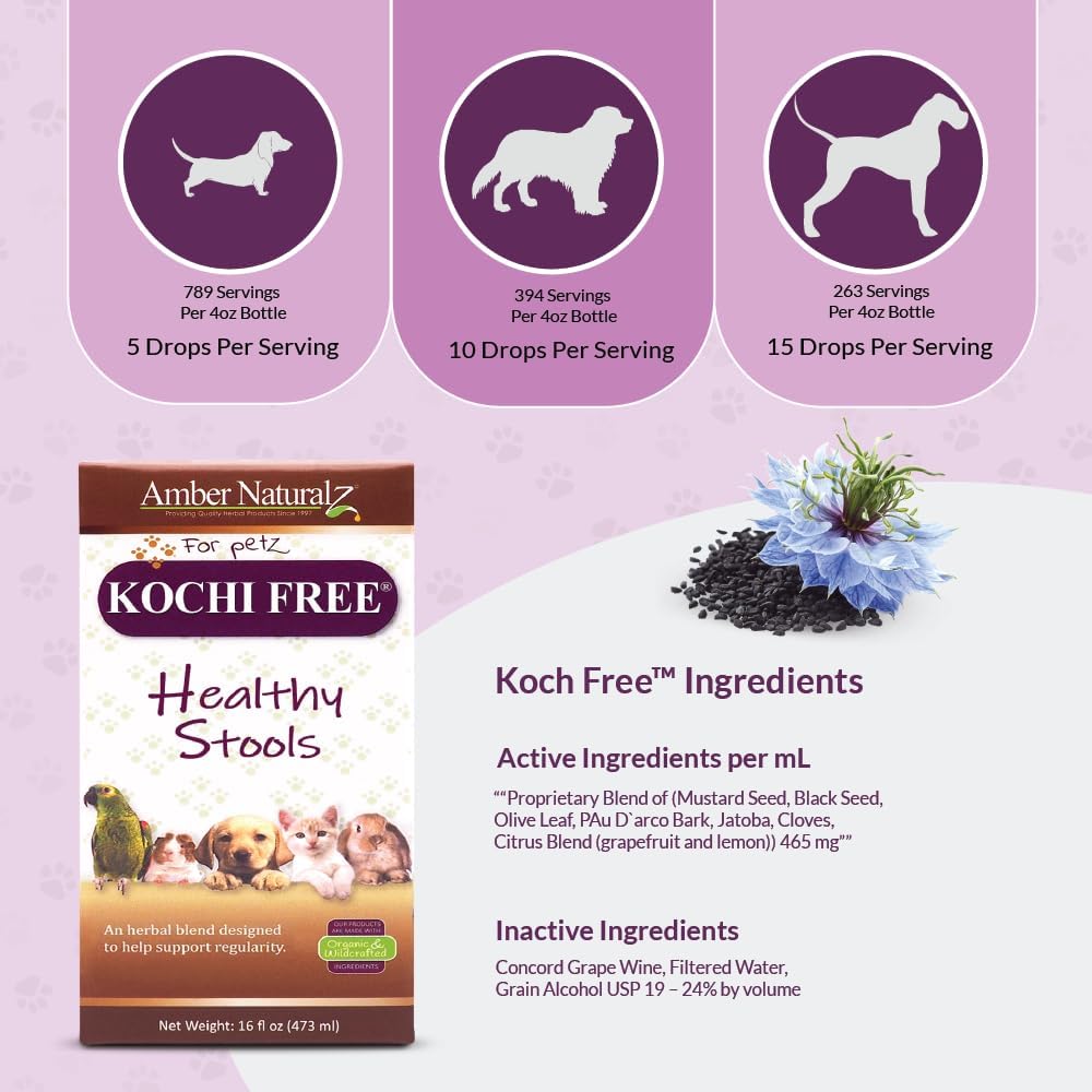 Amber NaturalZ Kochi Free Herbal Supplement for Dogs, Cats, Birds, Rabbits, and Guinea Pigs |
