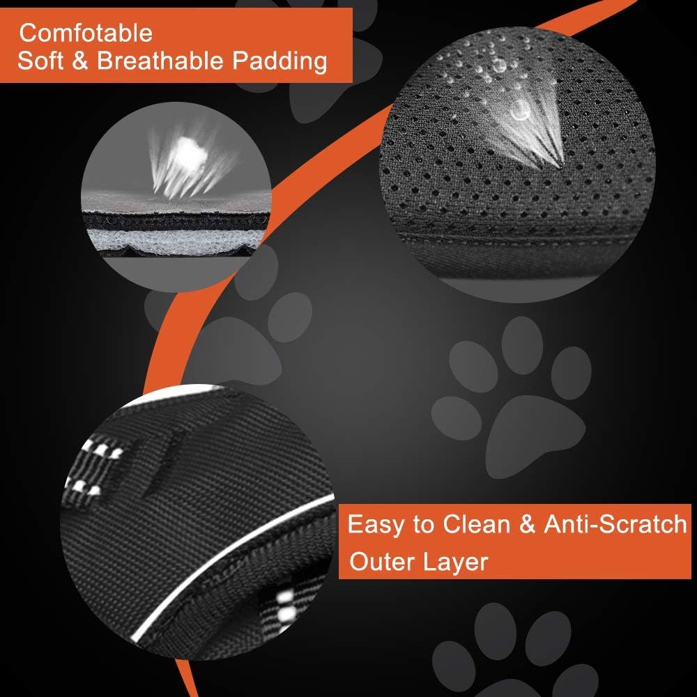 PHOEPET No Pull Dog Harness Medium Reflective Front Clip Puppy Vest with Handle,Adjustable 2 Metal