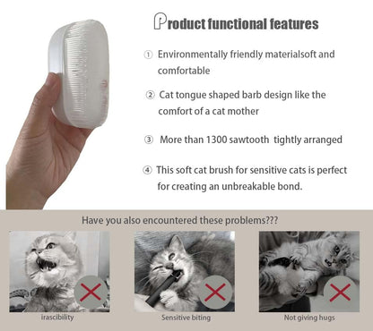 SoarExcelleryy Soft Fur Cat Brush - Over 1000 gentle cat tongue brushes with prickly serrations