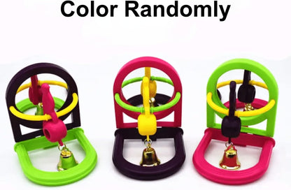 Bird Mirror for Cage, Bird Mirror Toy with Paddle Wheels and Perch, Bird Hanging Training Toys for