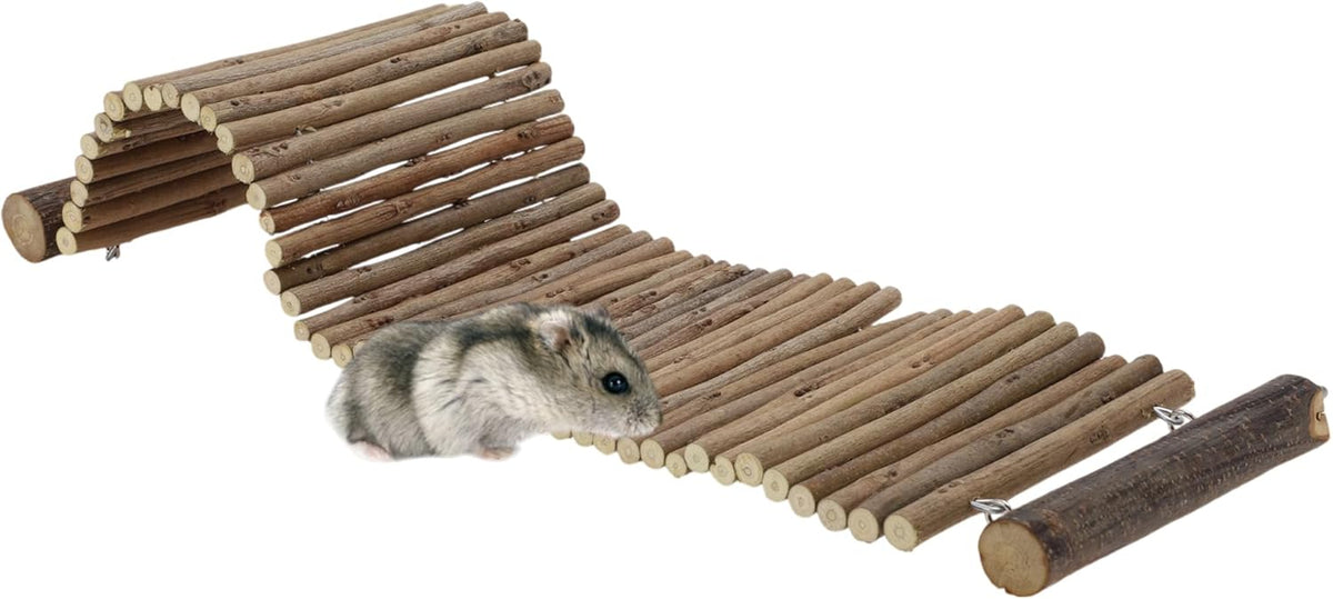 Hamster Bridge,Rat Long Bendy Bridge Wooden Climbing Ladder Cage Accessories for Syrian Hamster