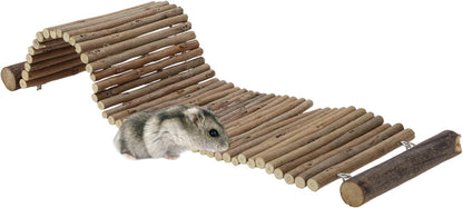Hamster Bridge,Rat Long Bendy Bridge Wooden Climbing Ladder Cage Accessories for Syrian Hamster