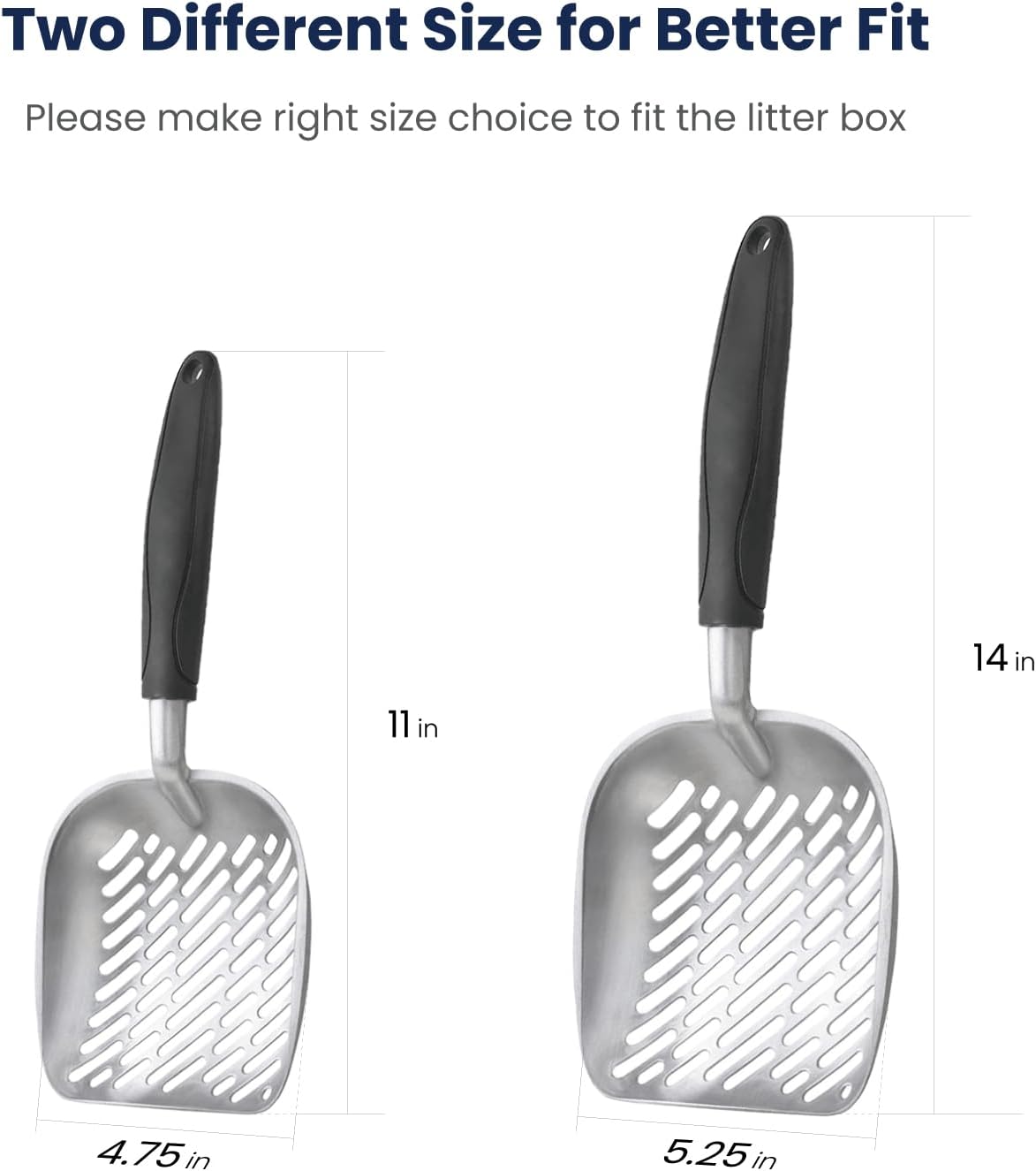 WePet Cat Litter Scoop, Aluminum Alloy Sifter, Kitty Metal Scooper, Deep Shovel with Diagonal