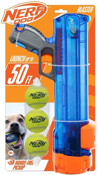 Nerf Dog Tennis Ball Blaster Dog Toy Gift Set, Tennis Ball Dog Fetch Toy Launches up to 50 ft, Dog