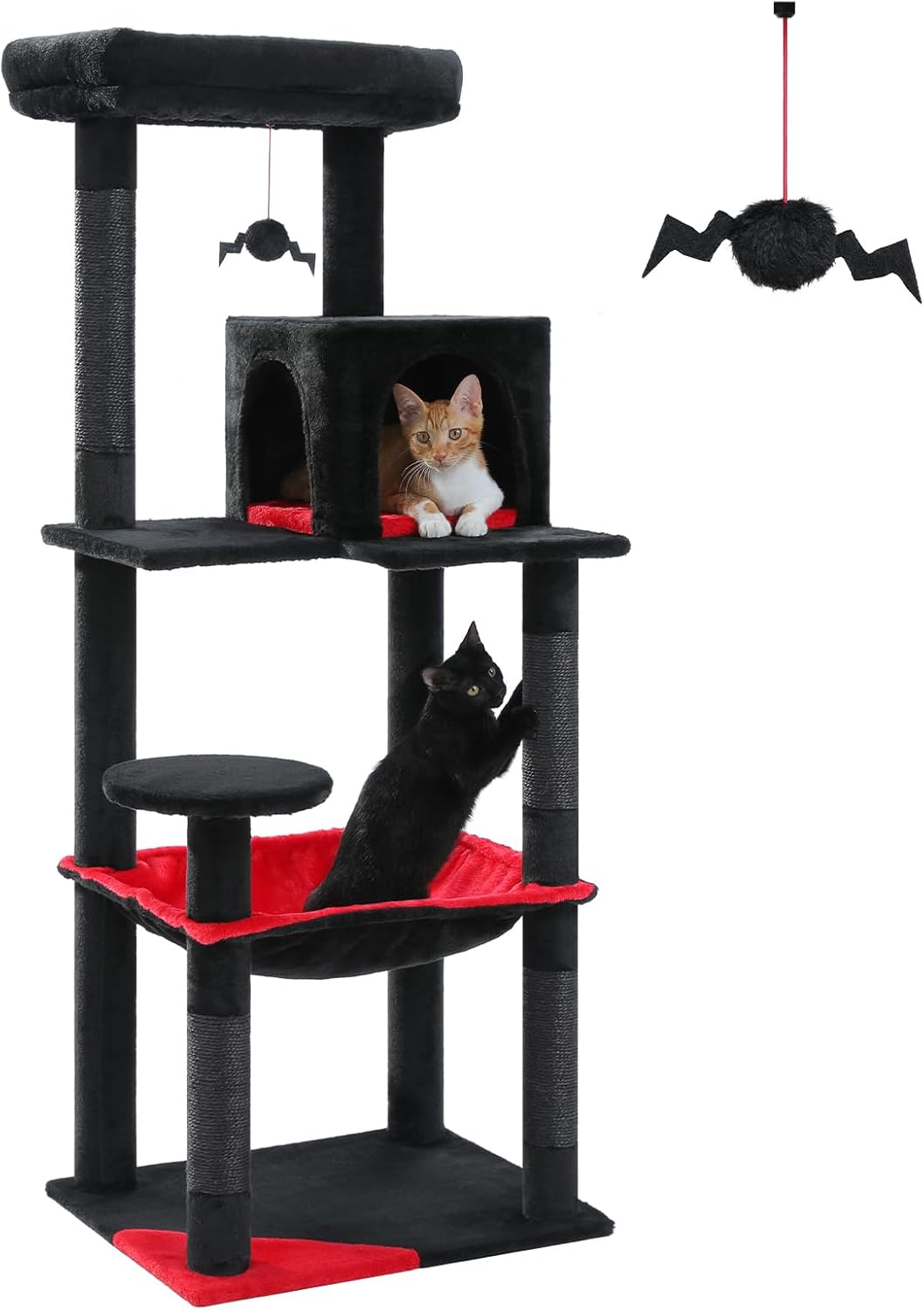 PETEPELA 56.3" Gothic Cat Tree for Indoor Cats, Tall Cat Tower with Super Large Hammock (20"X16")