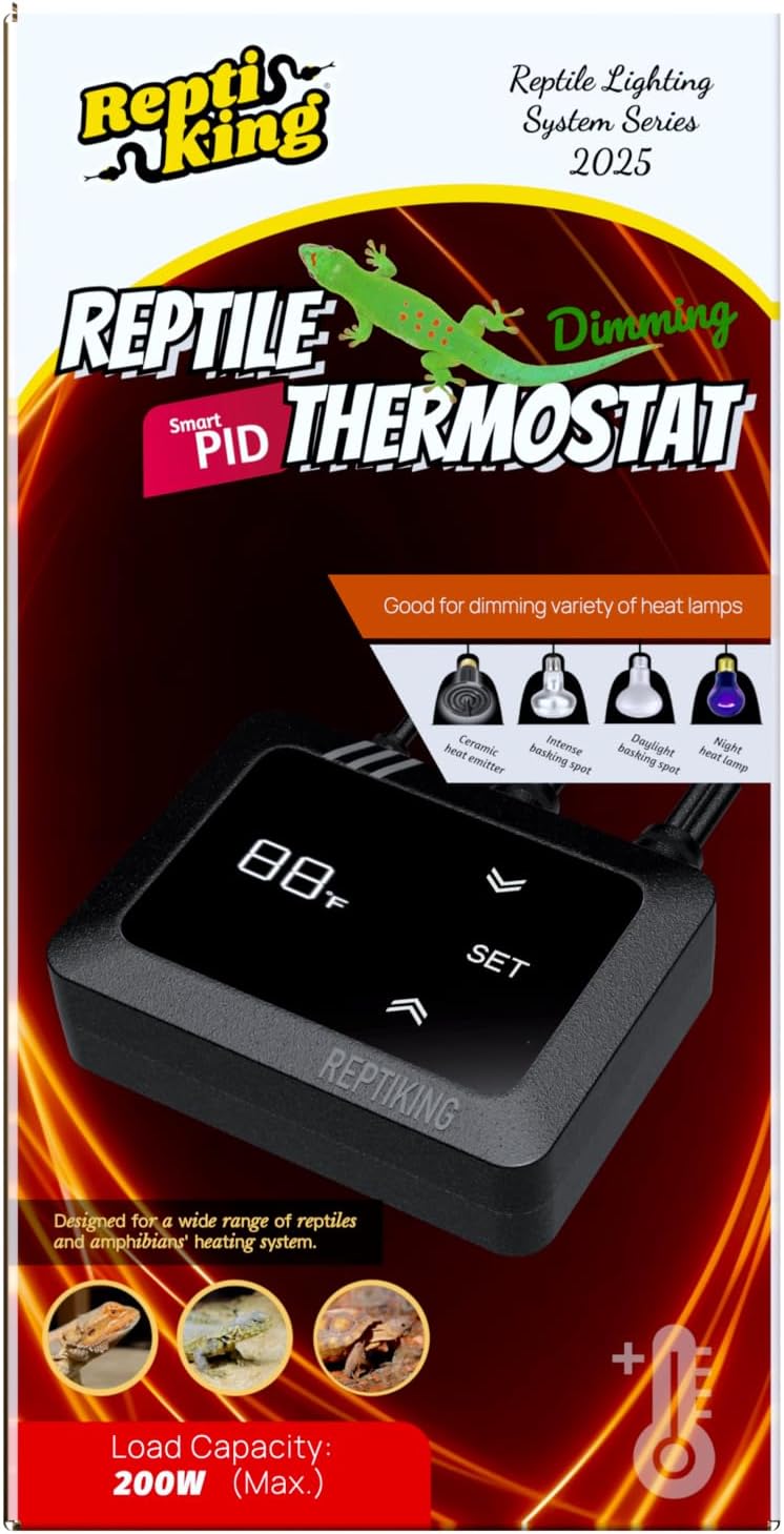 Reptile Dimming Thermostat, Heat Lamp Temperature Controller, Reptile Terrarium PID Digital