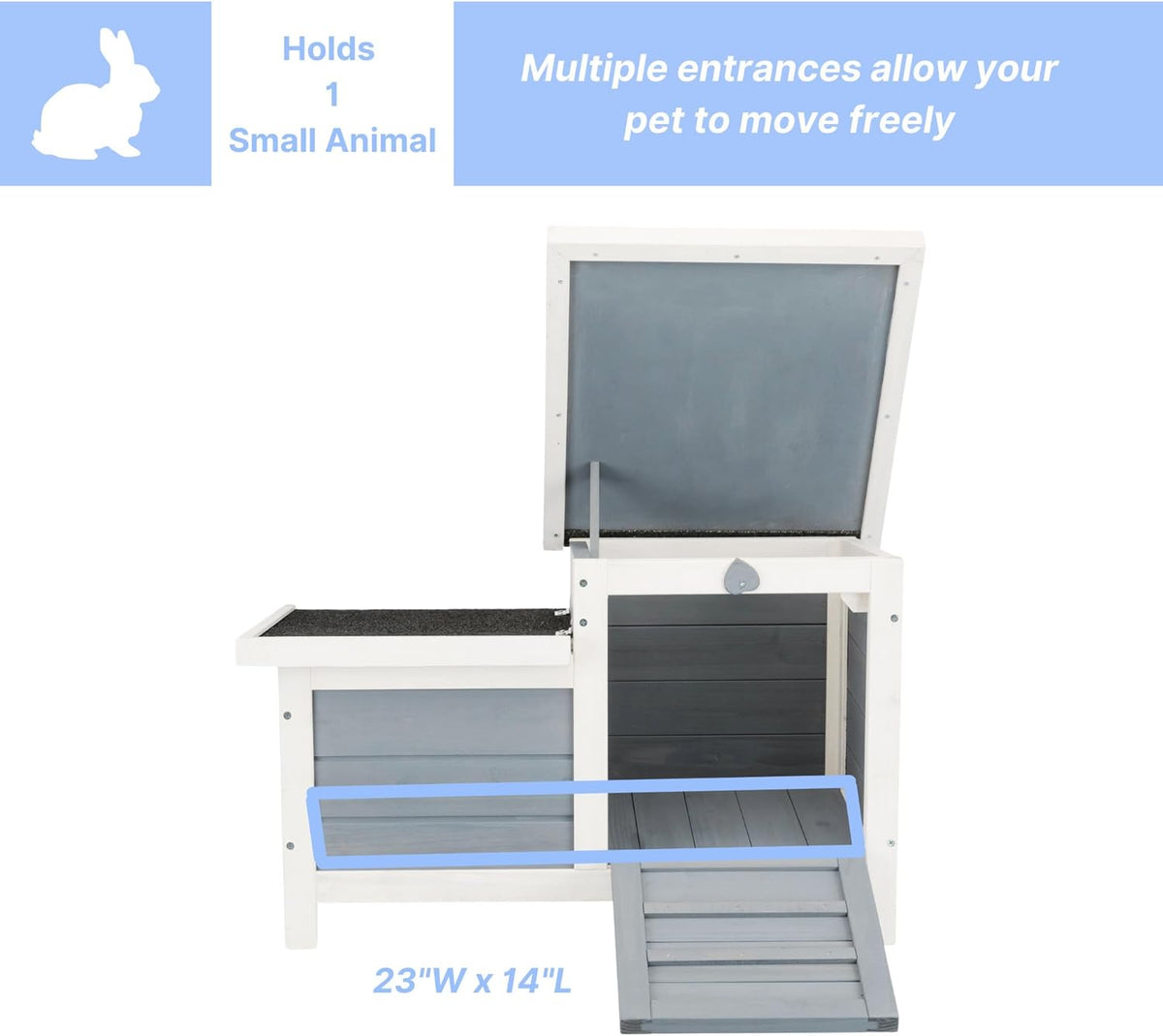 TRIXIE natura Small Animal House - Outdoor/Indoor Rabbit Hideout with Hinged Roof & Raised Floor