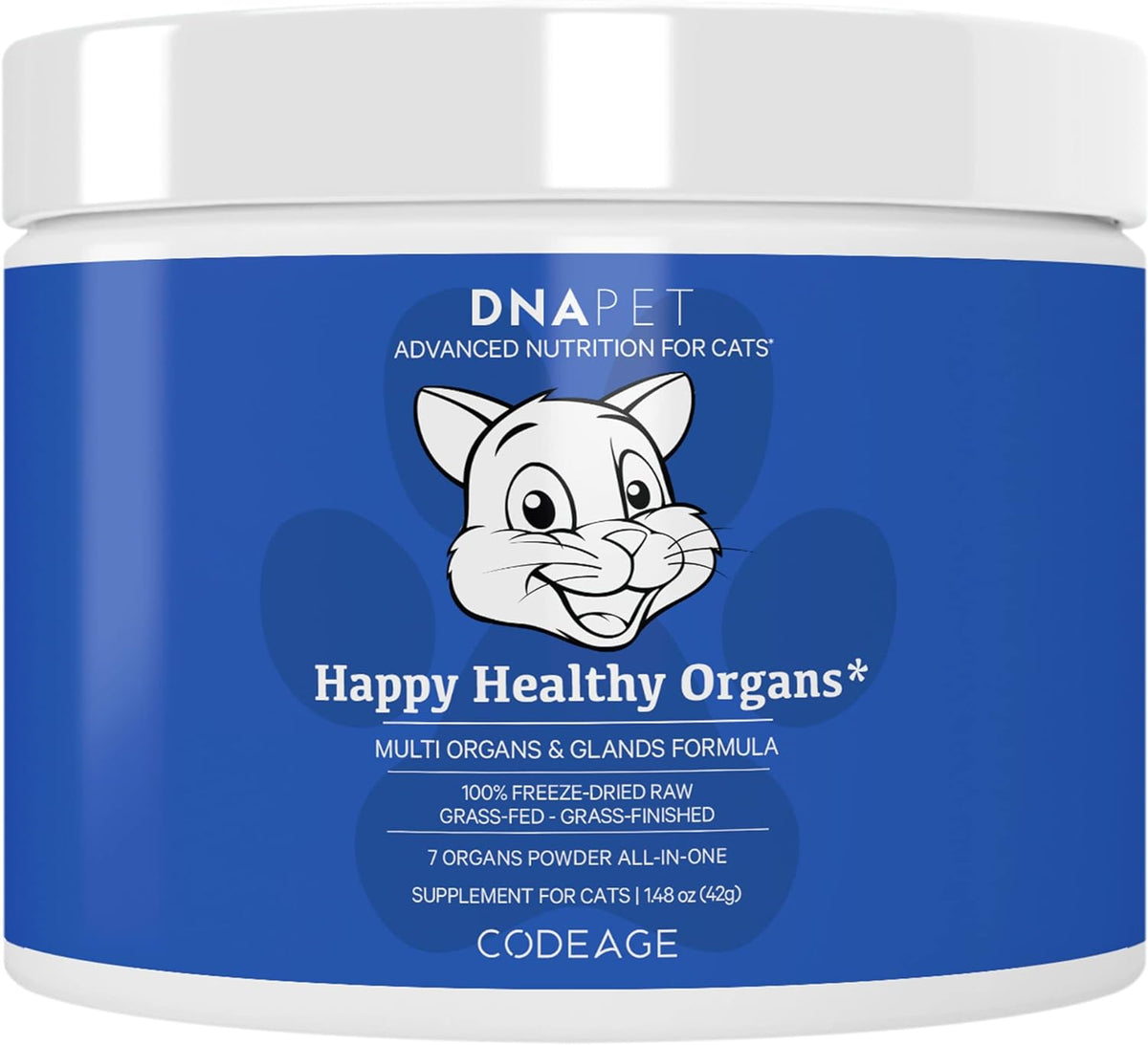 Happy Healthy Organs & Glands Supplement For Cats, Freeze-Dried Raw Bovine Liver Grass-Fed Bone
