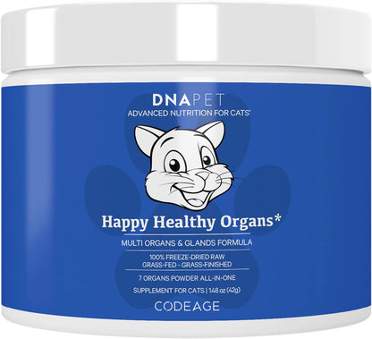 Happy Healthy Organs & Glands Supplement For Cats, Freeze-Dried Raw Bovine Liver Grass-Fed Bone