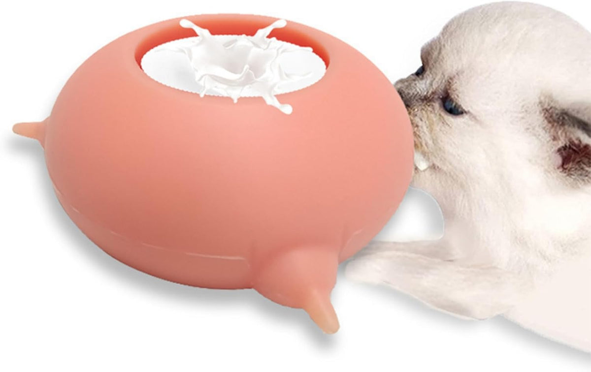 Puppy Feeder Milk Bowl, Silicone Puppy Bottle with 3 Nipples Bubble Pet Nursing Feeder for Doggie