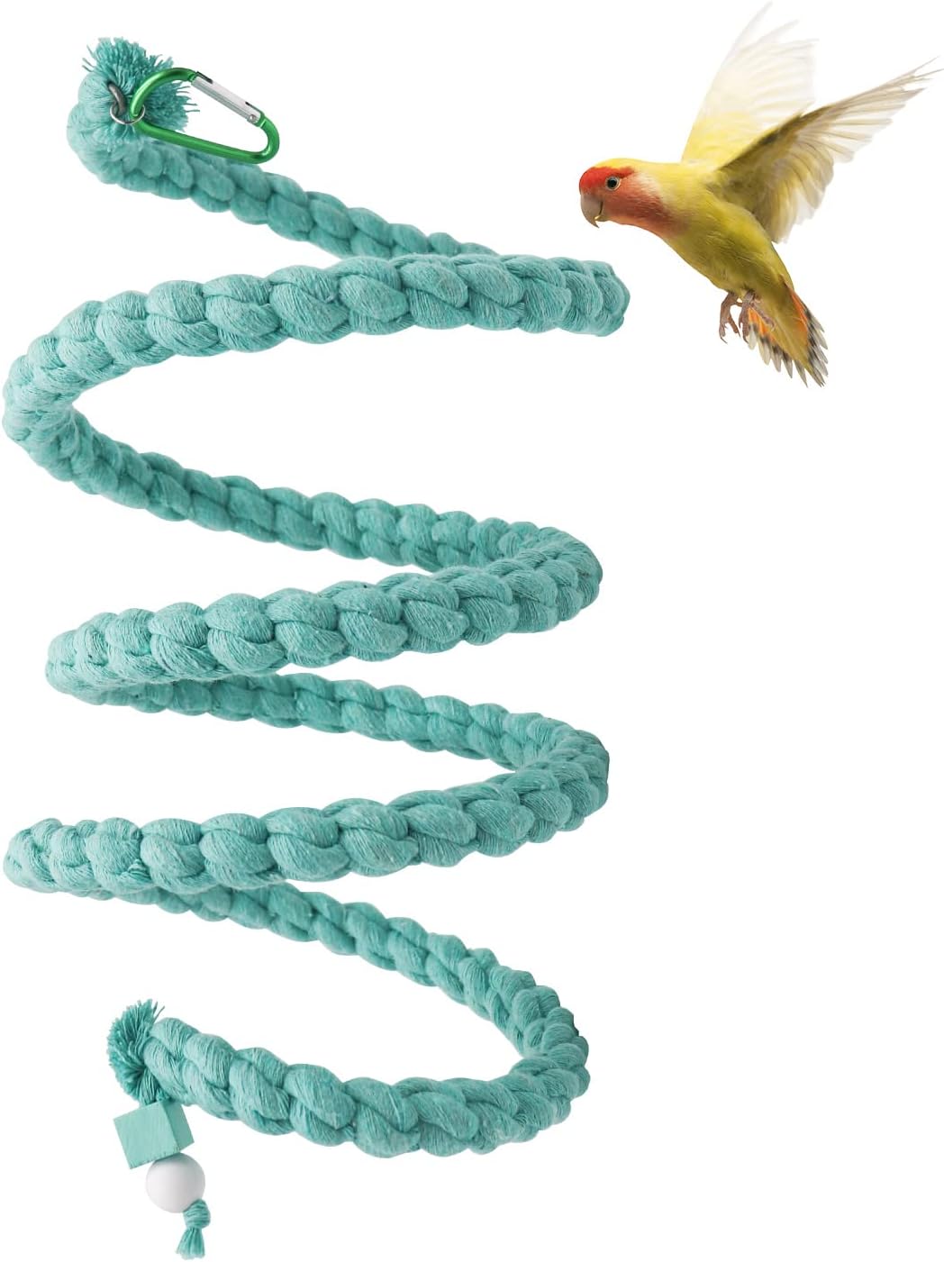 Dnoifne 59 Inch Spiral Rope Perch, Bird Cage Stand Pole Accessory, Climbing Toy for Parrot