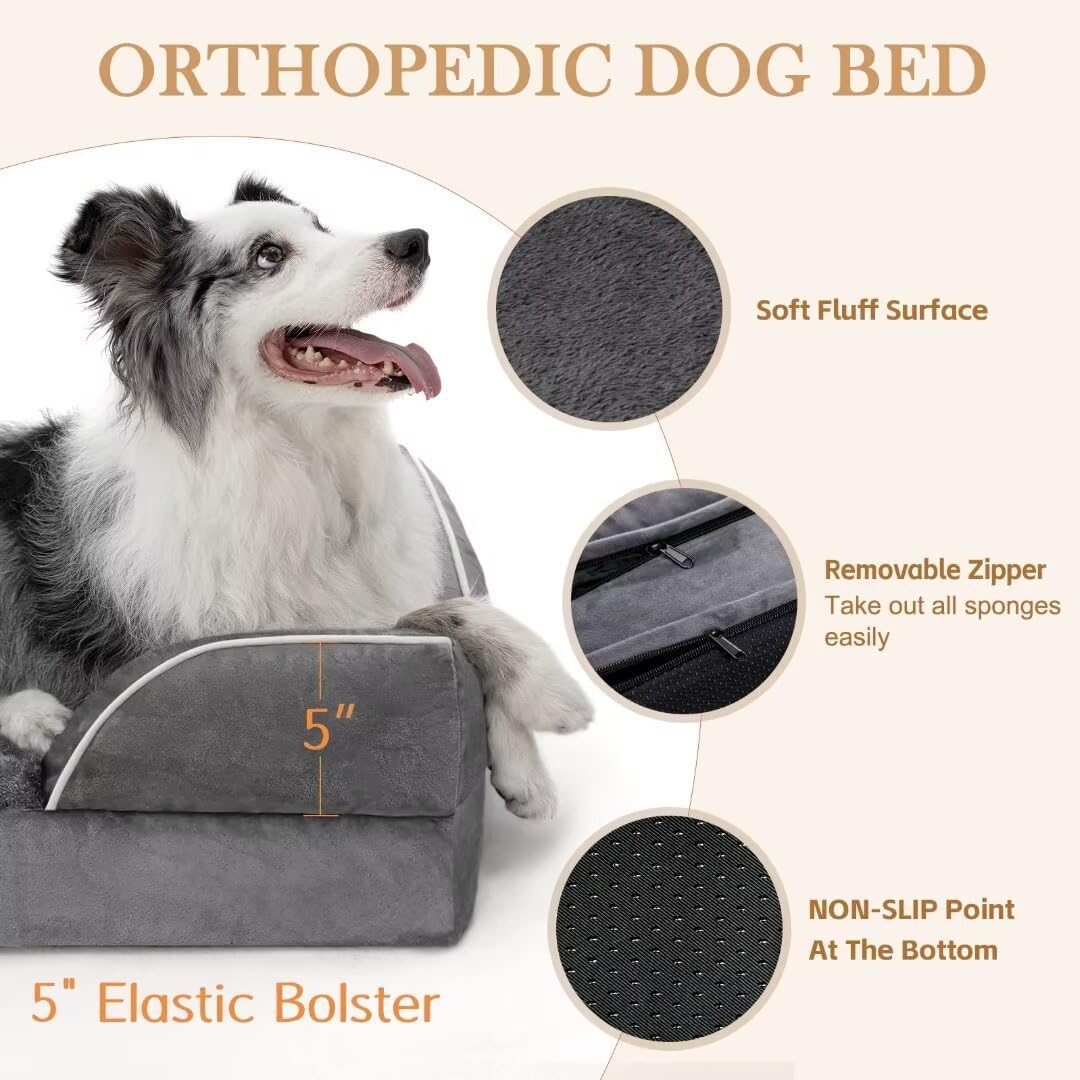 Comfort Expression Dog Beds for Extra Large Dogs, Waterproof Orthopedic Dog Bed Jumbo Breed, PV