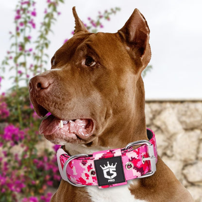 TSPRO Tactical Dog Collar 1.5 Inch Wide Thick Dog Collars with Heavy Duty Metal Buckle, Durable