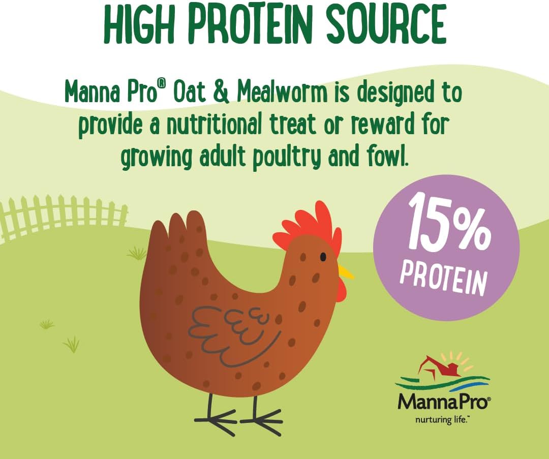 Manna Pro Farmhouse Favorites Oat & Mealworm Mix Poultry Treat – Natural Protein Source