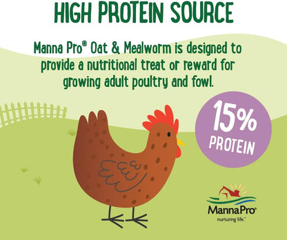 Manna Pro Farmhouse Favorites Oat & Mealworm Mix Poultry Treat – Natural Protein Source
