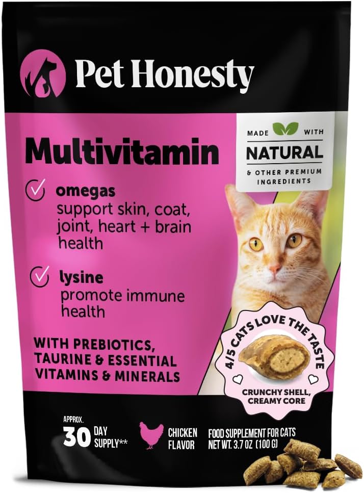 Cat Multivitamin Crunchy & Creamy Chews - Cat Treats for Health + Immune, Joint Support, Skin &