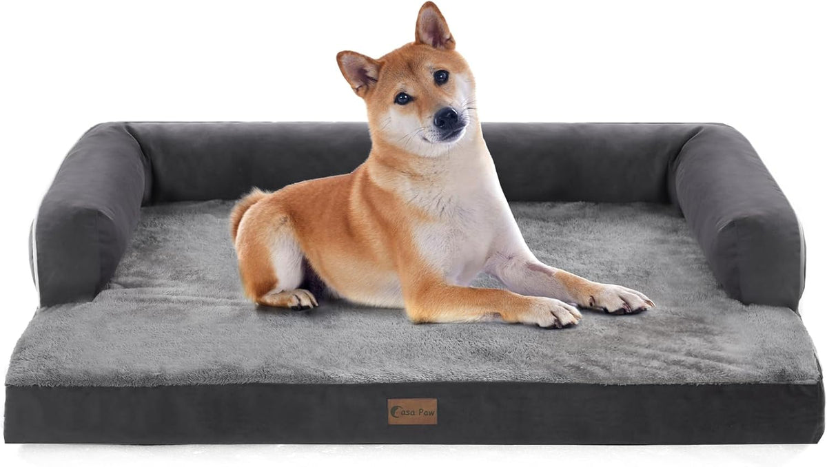 Orthopedic Dog Beds for Large Dogs, Waterproof Dogs Beds, Memory Foam Dog Couch Beds, Comfy Bolster