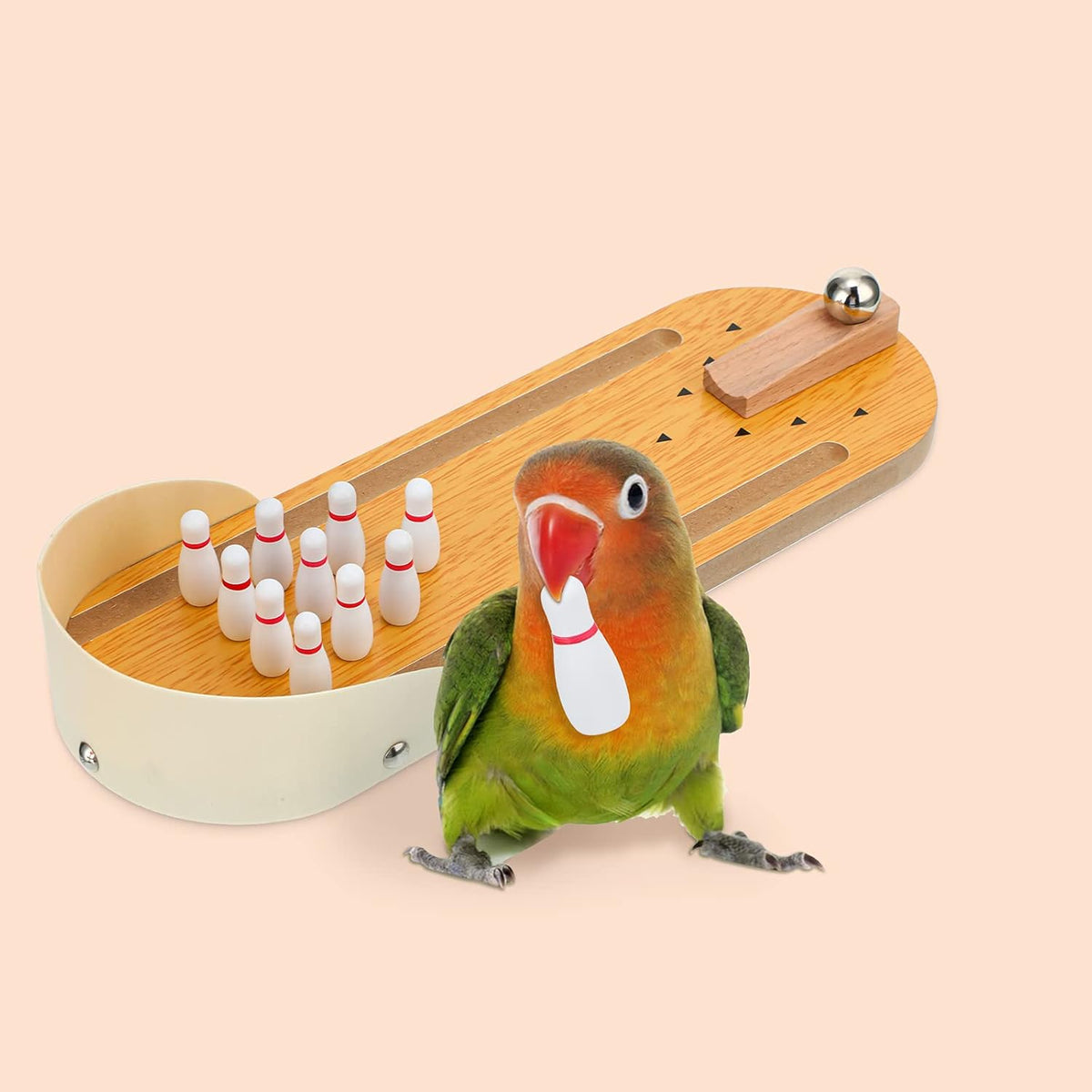 10 Bird Training Toys - Parrot Intelligence Toys for Parakeet, Cockatiel, Macaw - Includes Bowling