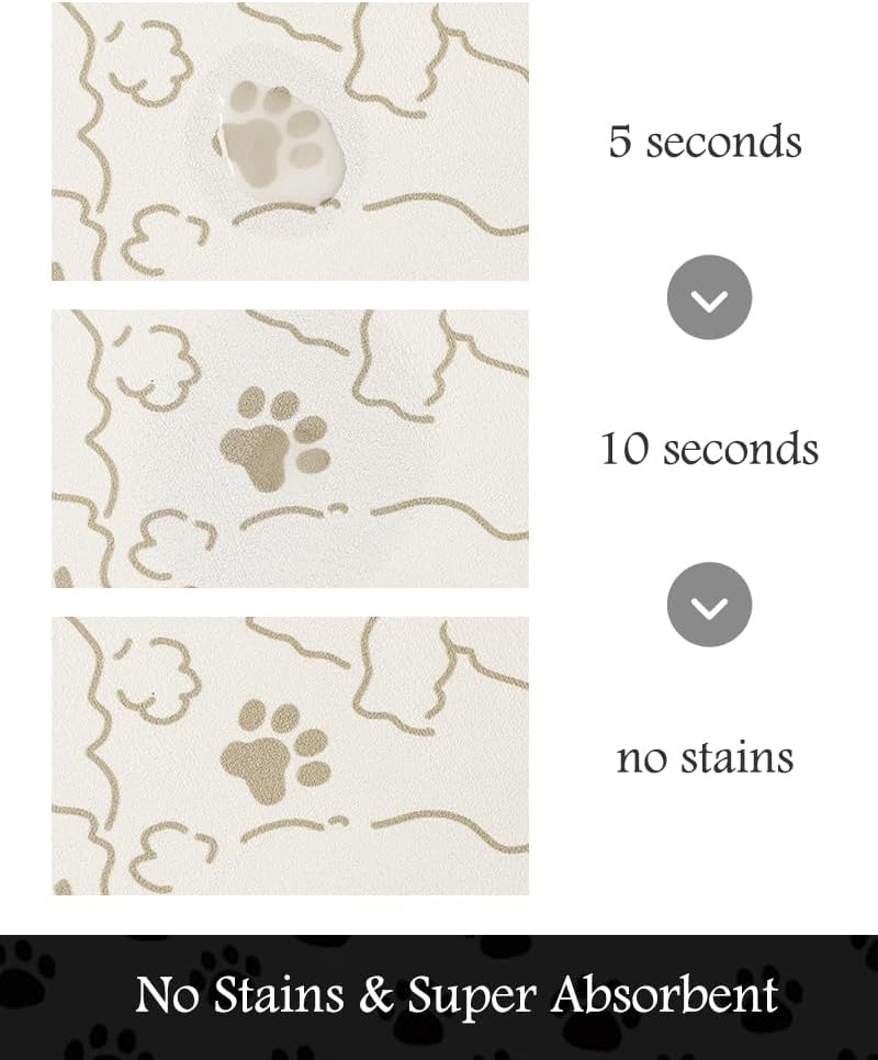 Pet Feeding Mat-Absorbent Dog Mat for Food and Water Bowl-No Stains Quick Dry Water Dispenser