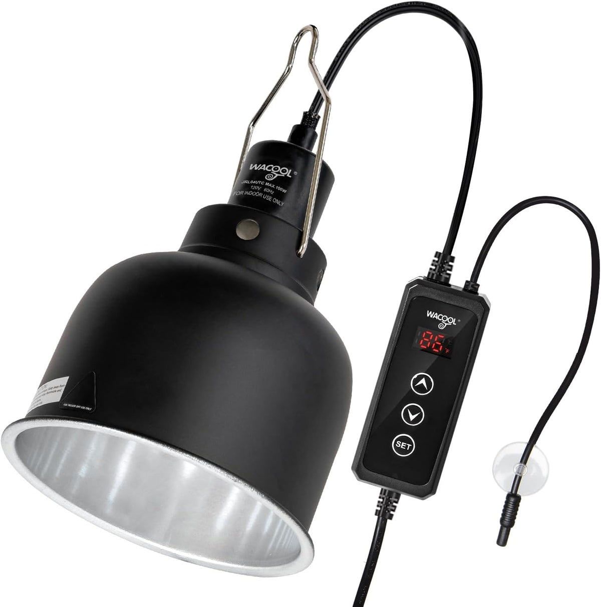Reptile Light Fixture with Dimming Thermostat, 5.5 Inch Deep Dome Reptile Heat Lamp Fixture with