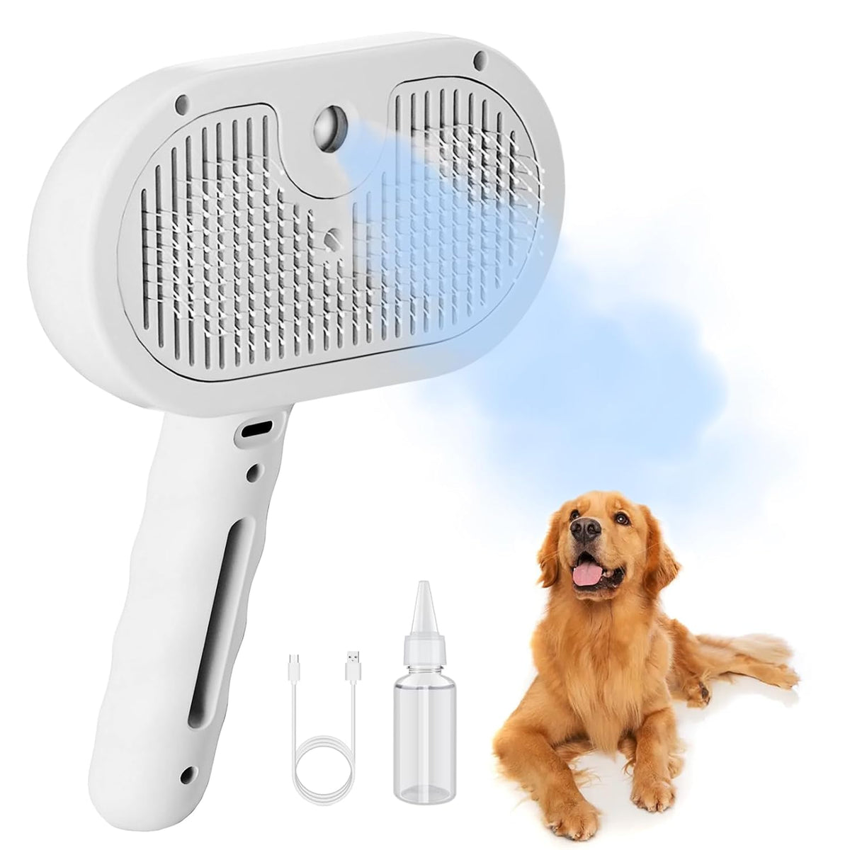 Dog Steam Brush 3 in 1 Cat Brush with Steam and Release Button Grooming Tool for Indoor Pets Dogs