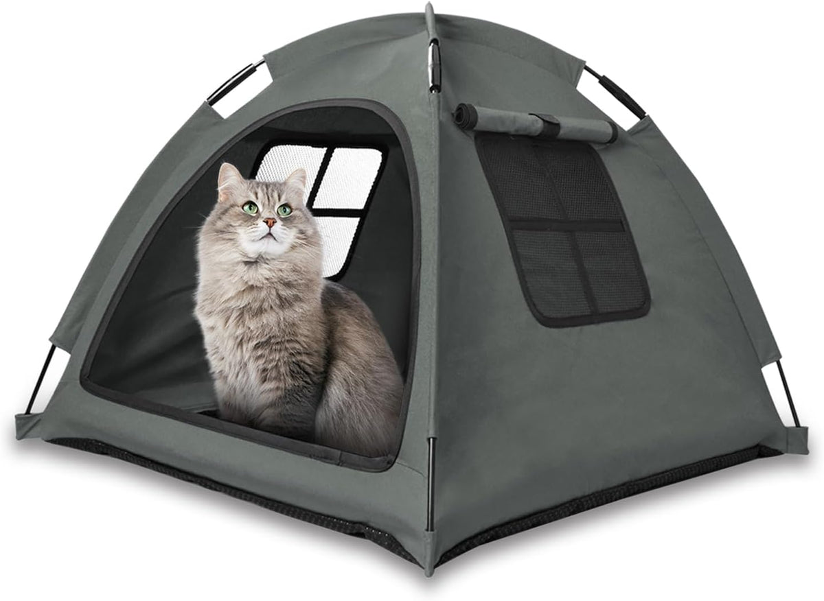 Grey Cat Tent House、Cat's Nest, Portable Indoor/Outdoor Pet Tent House for Cats, Puppies and Other