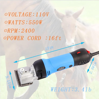 Horse Clippers,550w Electric Horse Grooming Kit,Professional Livestock Clippers, 6 Speeds Heavy