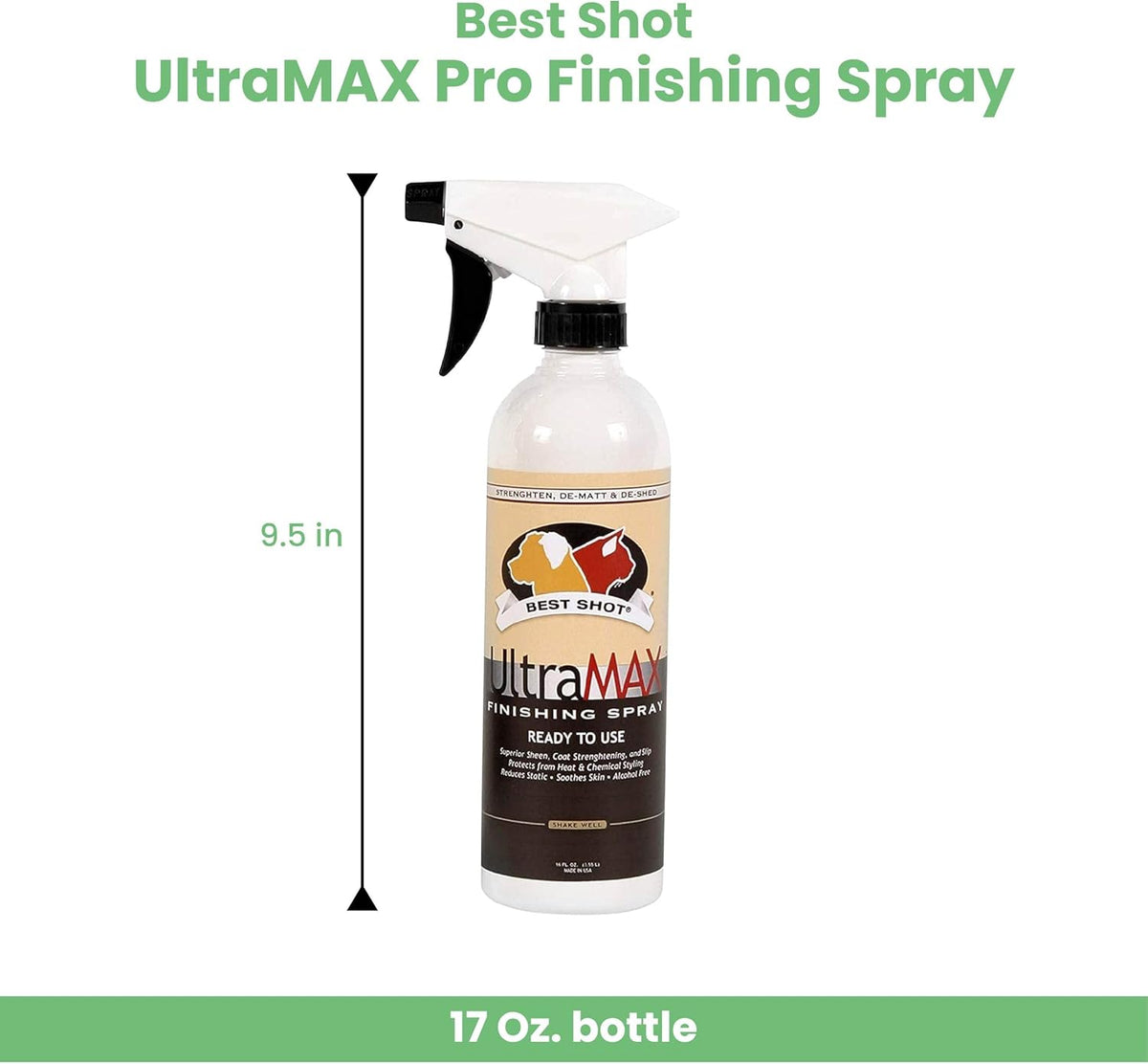 Best Shot UltraMAX Pro Finishing Spray, Ideal Detangler Spray for Pets, Hydrating and Soothing Pet