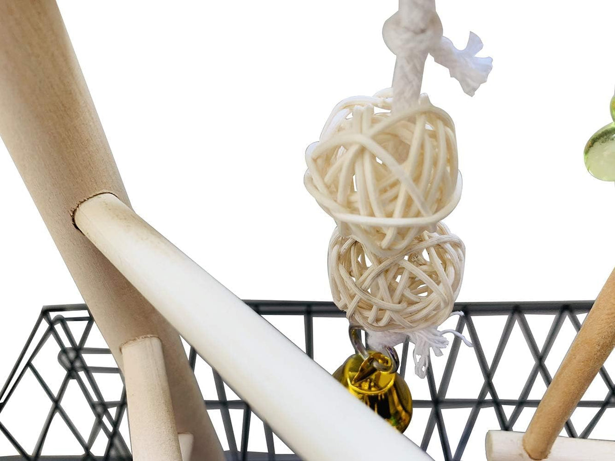 Hamiledyi Small Bird Playground Natural Wood for Top of Cage Bird Play Stand Bird Stands for