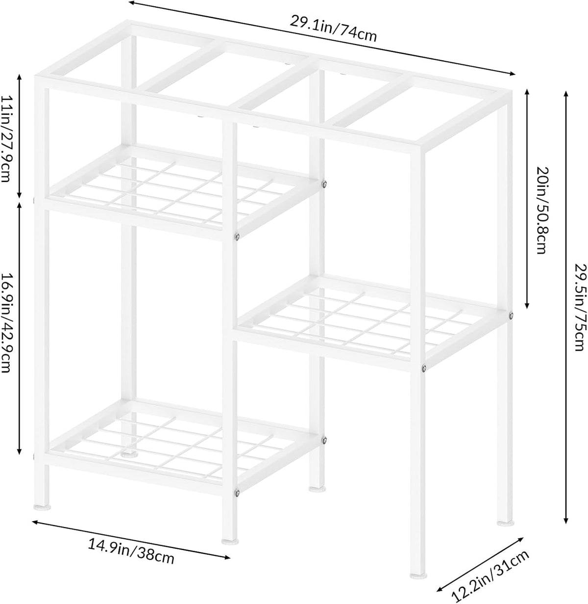 20 Gallon Fish Tank Stand White Metal Aquarium Stand Turtle Tank Stand Reptile Tank Stands 3 Tier