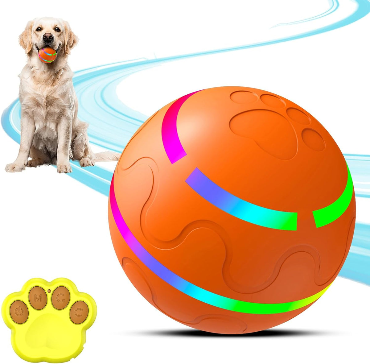 Smart Interactive Dog Ball, Interactive Dog Toys with Remote Control, Automatic Moving Pet Ball for