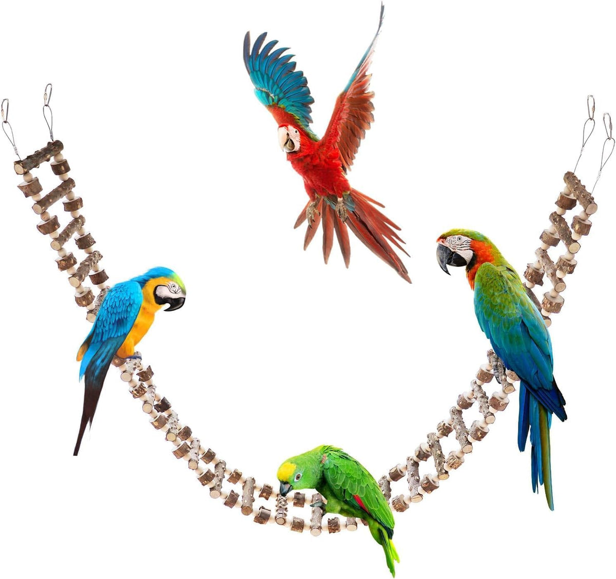 Bird Parrot Ladder Bridge Toy, Bird Swing Toy, Natural Pepper Wood Hanging Pet Chewing Toy, Rat