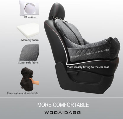 Dog Car Seat,Fully Detachable and Washable Cover,Easy to Assemble,Comfy Cushion Fill in Memory