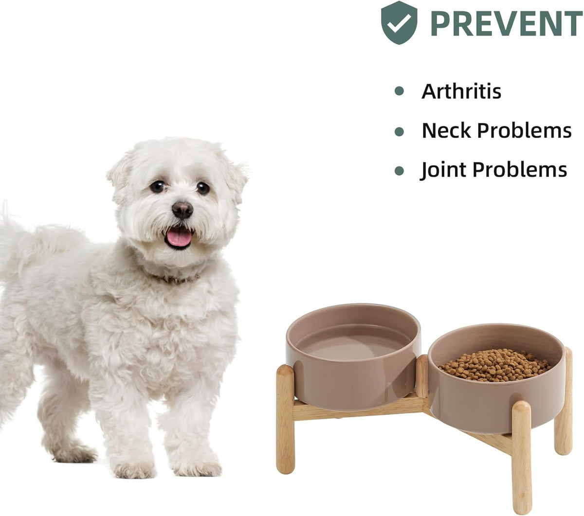 Ceramic 6.1inch Raised Dog Bowl with Stand for Small and Medium Breed Dog Dish Pet Food and Water