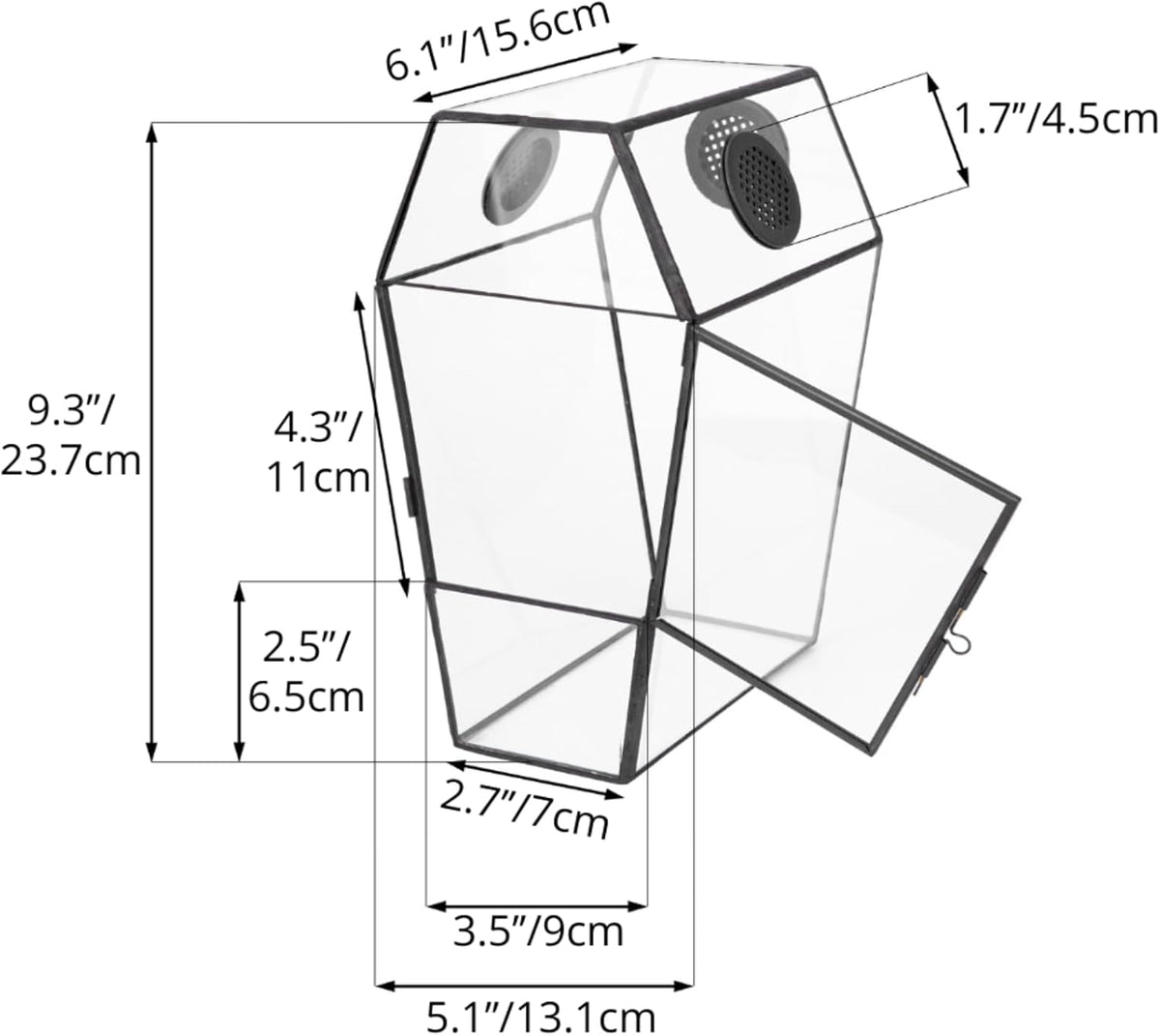 NCYP Gothic Glass Enclosure for Jumping Spider, Snails, Insects - Front Opening Door Geometric