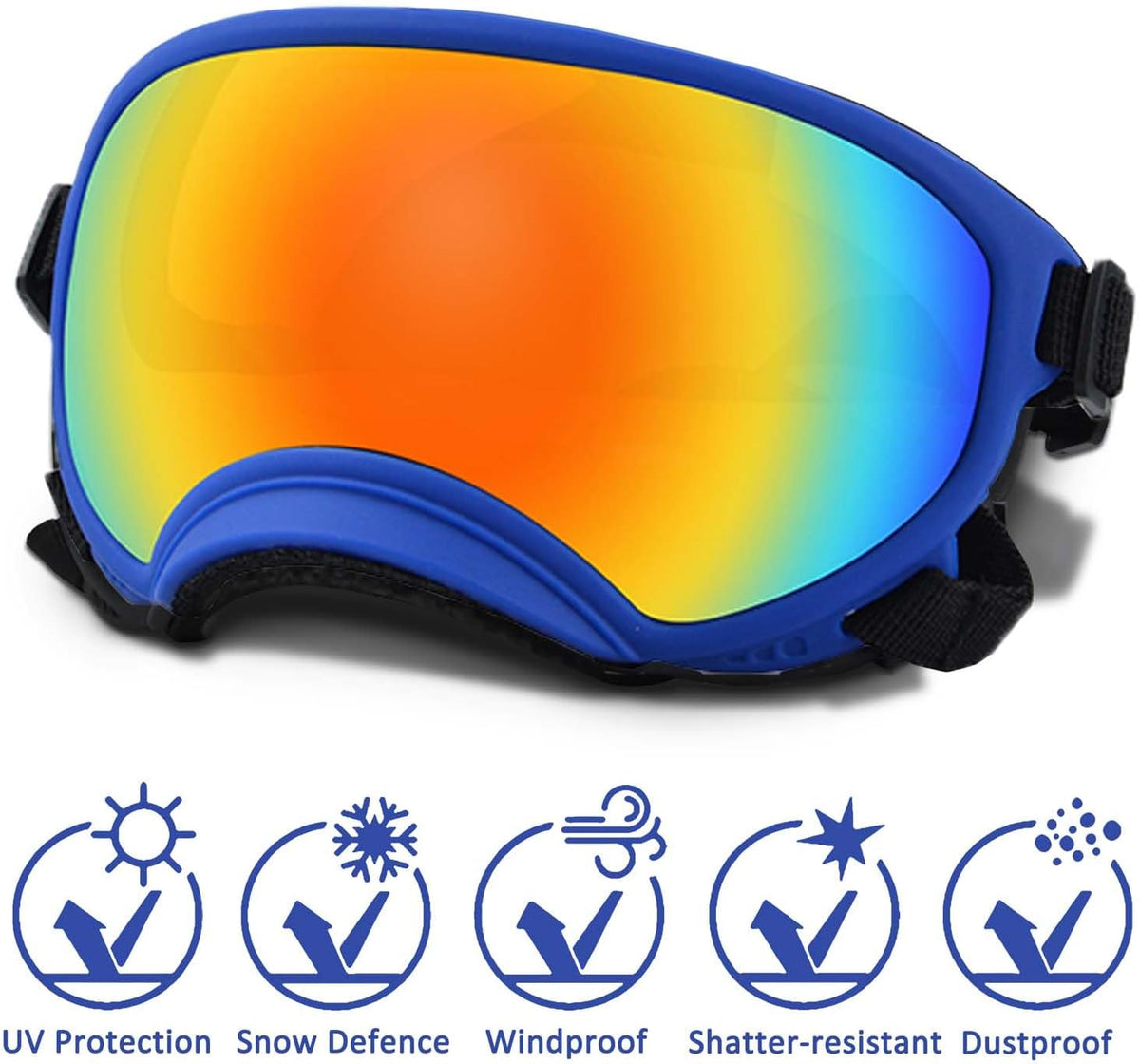 Medium Dog Sunglasses with Adjustable Strap UV Protection, Winproof Dog Puppy Sunglasses, Suitable