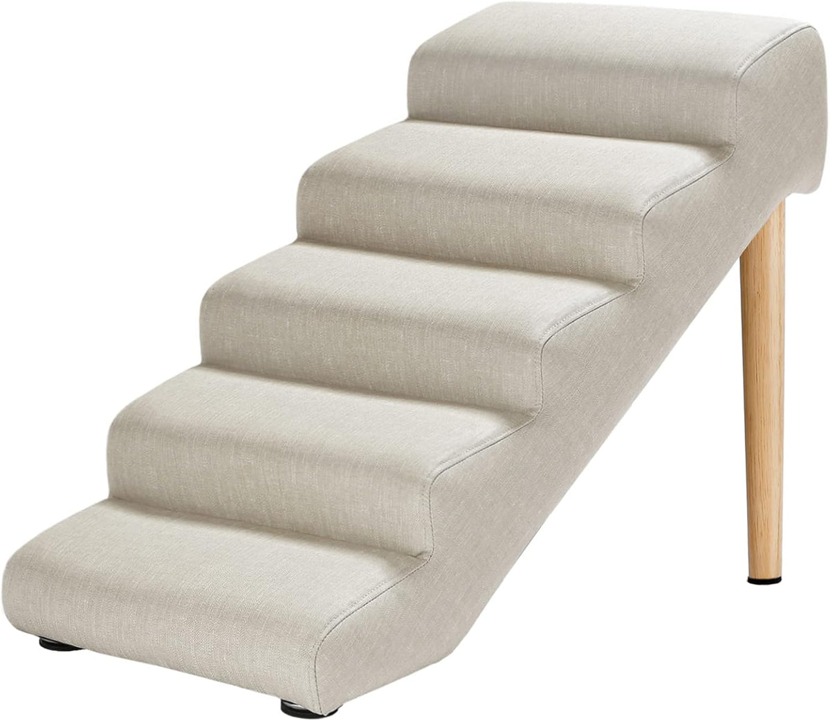 Senneny Imitation Linen Faux Leather Dog Stairs, for Pets up to 150 lbs, Waterproof, Scratch