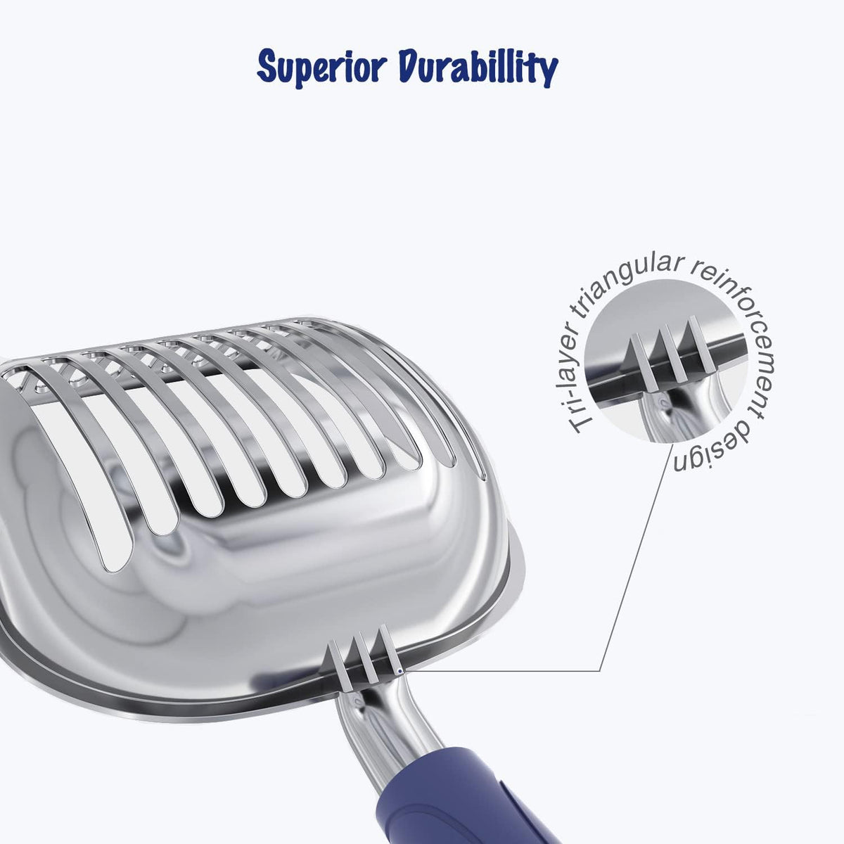 WePet Cat Litter Scoop, Aluminum Alloy Sifter, Kitty Metal Scooper, Deep Shovel, Long Handle, Poop