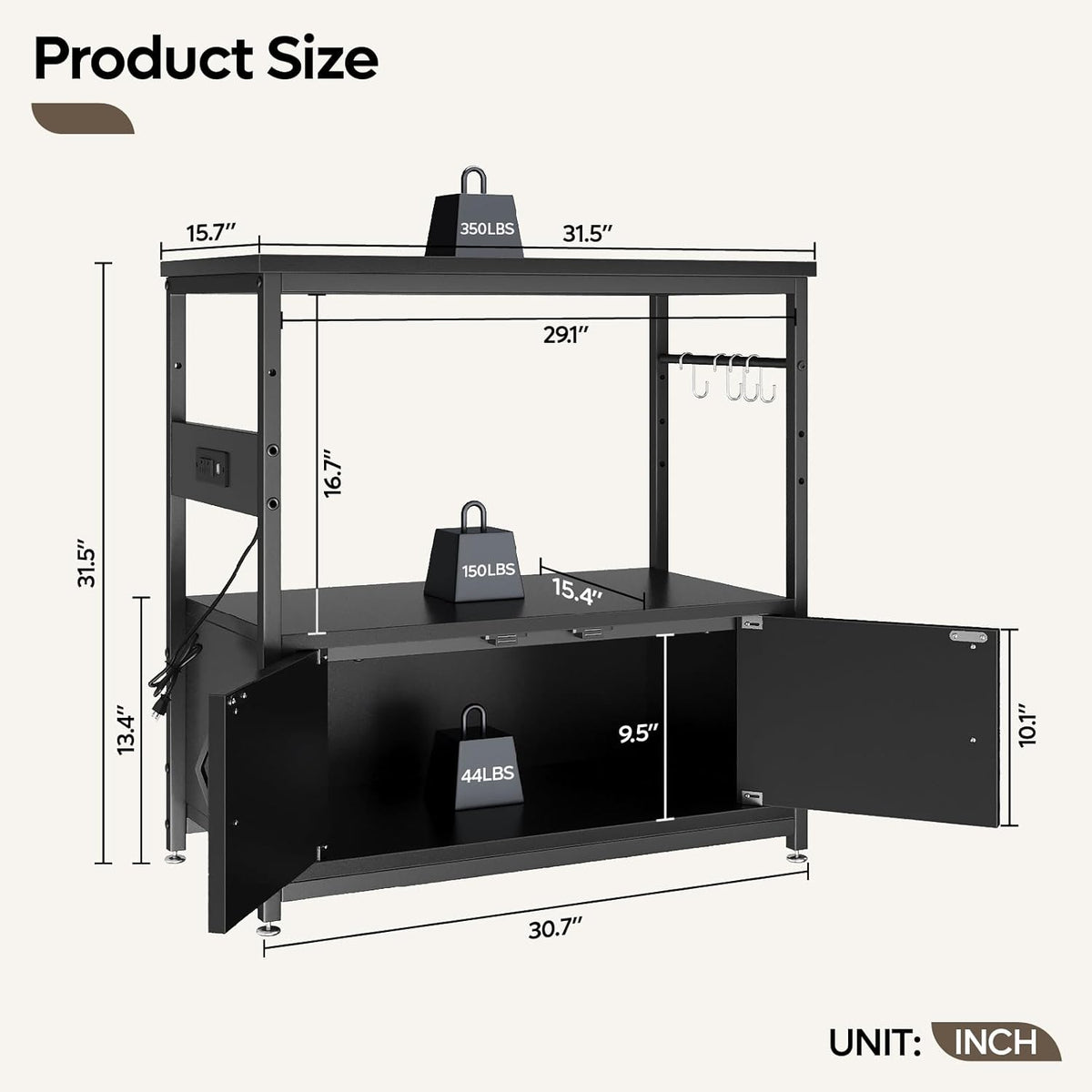 Bestier 20-29 Gallon Fish Tank Stand with Power Outlets, Metal Long Aquarium Stand with Storage
