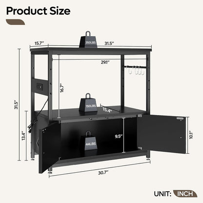 Bestier 20-29 Gallon Fish Tank Stand with Power Outlets, Metal Long Aquarium Stand with Storage